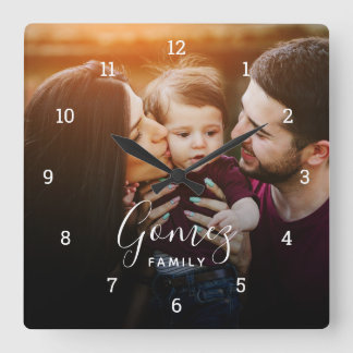 Aangepaste fotobedekking voor de familie vierkante klok