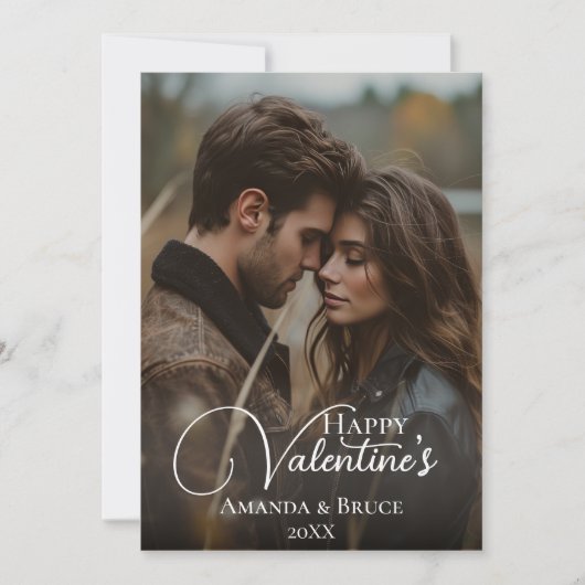 Aangepaste Fotoborstel Script Happy Valentijns Feestdagenkaart (Voorkant)