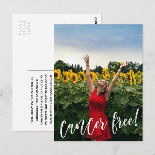 Aangepaste Fotoborstel Script Kankervrij Viering Briefkaart (Voorkant / Achterkant)