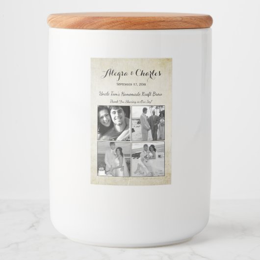  aangepaste fotocollage bruiloft voedselcontainer etiket (Voorkant)