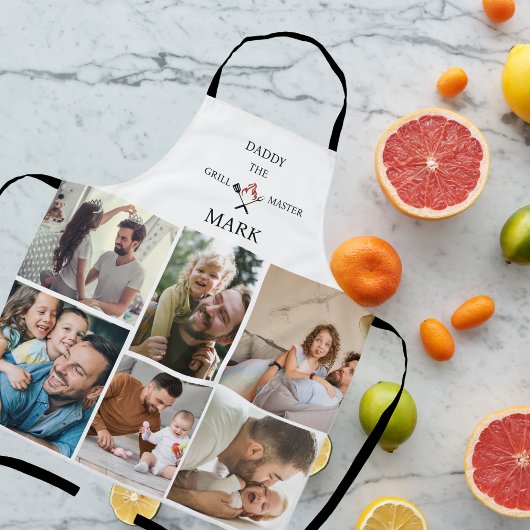Aangepaste Fotocollage-Daddy de Grill Master Vader Schort