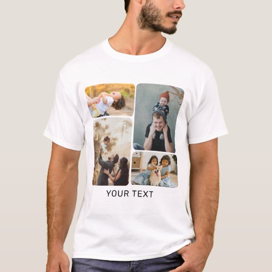 Aangepaste fotocollage en tekst toevoegen t-shirt (Voorkant)