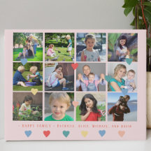 Aangepaste fotocollage familienaam kleurrijke hart