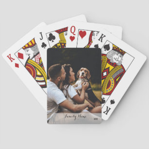 Aangepaste Fotocollage Familienaam witte Pokerkaar Pokerkaarten