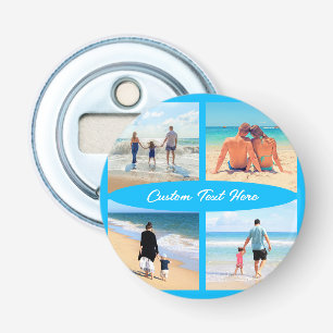 Aangepaste Fotocollage Flesopener Uw Tekst Button Flesopener