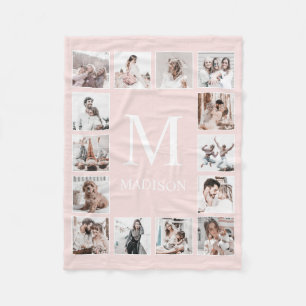 Aangepaste Fotocollage Gepersonaliseerd Roze Fleece Deken