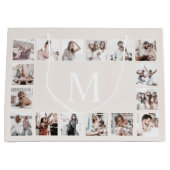 Aangepaste Fotocollage Gepersonaliseerde Beige Groot Cadeauzakje (Voorkant)