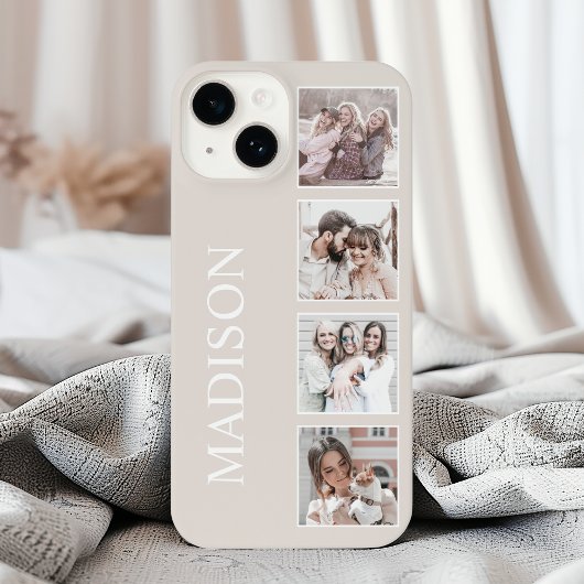 Aangepaste Fotocollage Gepersonaliseerde Beige iPhone Hoesje