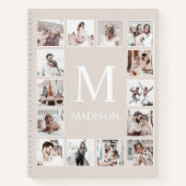 Aangepaste Fotocollage Gepersonaliseerde Beige Notitieboek (Voorkant)