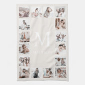 Aangepaste Fotocollage Gepersonaliseerde Beige Theedoek (Verticaal)