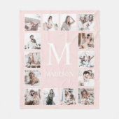 Aangepaste Fotocollage Gepersonaliseerde Blush Pin Fleece Deken (Voorkant)