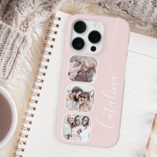Aangepaste Fotocollage Gepersonaliseerde Blush Pin iPhone 16 Pro Hoesje