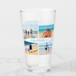 Aangepaste Fotocollage Glas Cadeau met Tekst