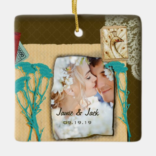 Aangepaste fotocollage keramisch ornament (Voorkant)