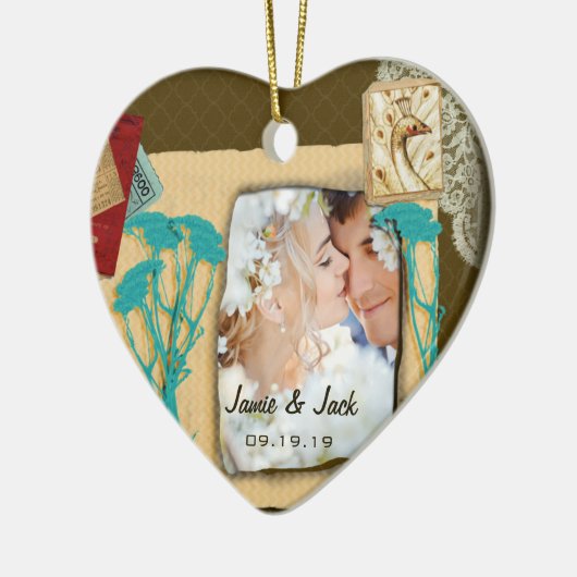 Aangepaste fotocollage keramisch ornament (Links)