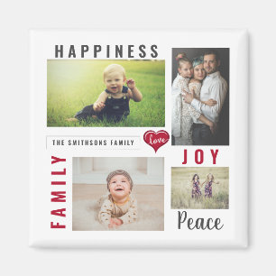 Aangepaste fotocollage Love Joy Family Magneet