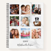 Aangepaste fotocollage marmeren monogram wit notitieboek (Voorkant)