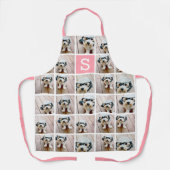 Aangepaste fotocollage met 8 foto's roze monogram schort (Voorkant)
