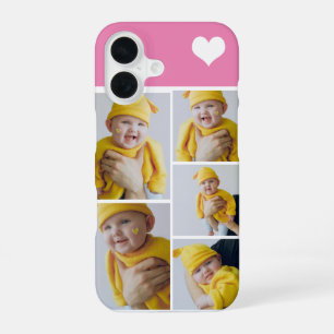 Aangepaste fotocollage met hart iPhone 16 hoesje