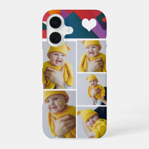 Aangepaste fotocollage met hart iPhone 16 hoesje