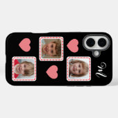 Aangepaste Fotocollage met Harten en Monogram Case-Mate iPhone Case (Achterkant (horizontaal))