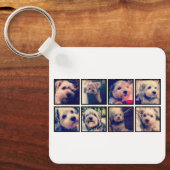 Aangepaste fotocollage met vierkante foto's sleutelhanger (Voorkant)