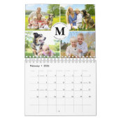 Aangepaste Fotocollage Moderne Familie Monogram 20 Kalender (Feb 2026)