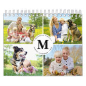 Aangepaste Fotocollage Moderne Familie Monogram 20 Kalender (Hoes)