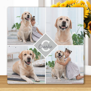 Aangepaste Fotocollage Monogram Naam Hond Fotoplaat