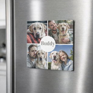 Aangepaste fotocollage naam hond magneet