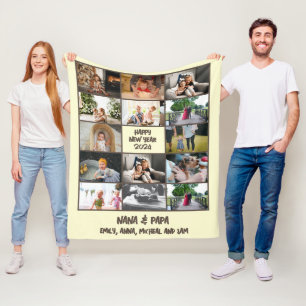 Aangepaste Fotocollage Nieuwjaarsgeschenk Fleece Deken