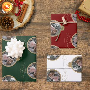 aangepaste fotocollage Prettig kerstfeest kerstbal Inpakpapier Vel