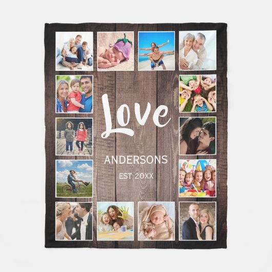 Aangepaste fotocollage Rustic Farmhouse Fleece Deken (Voorkant)