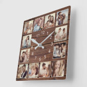 Aangepaste fotocollage Rustic Farmhouse Vierkante Klok (Hoek)