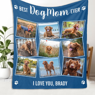 Aangepaste fotocollage Schattige Modern DOG MOM Bl Fleece Deken