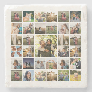 Aangepaste fotocollage stenen onderzetter