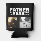Aangepaste fotocollage vader van het jaar zwart blikjeskoeler (Voorkant)