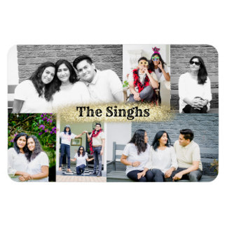 Aangepaste fotocollage van 6 afbeeldingen magneet 