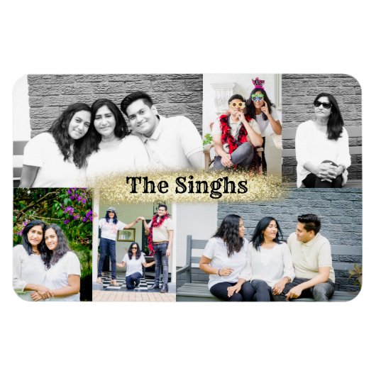 Aangepaste fotocollage van 6 afbeeldingen magneet (Horizontaal)