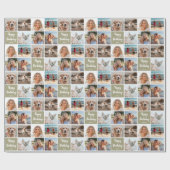 Aangepaste Fotocollage Verjaardag Modern Green Cadeaupapier (Vlak)