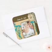 Aangepaste  fotocollage vierkante sticker (Envelop)