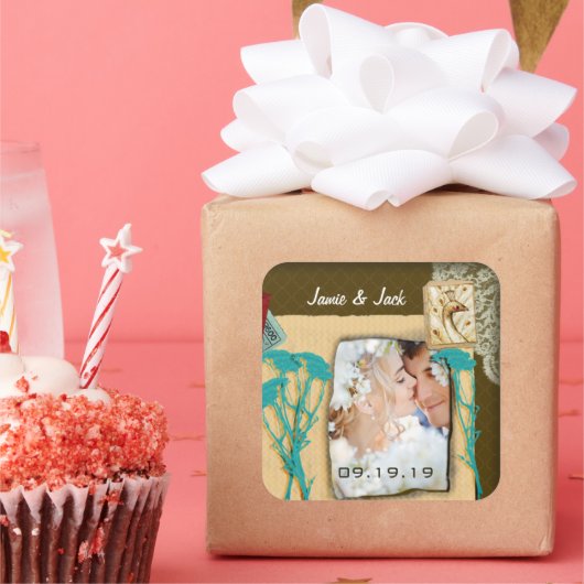 Aangepaste  fotocollage vierkante sticker (Feest)