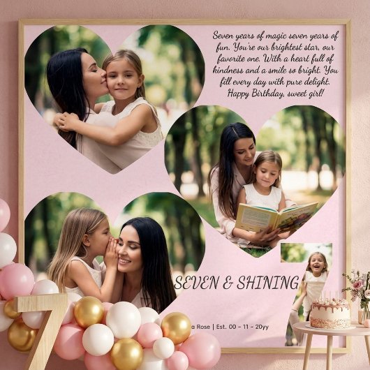 Aangepaste fotocollage voor 7e verjaardag poster