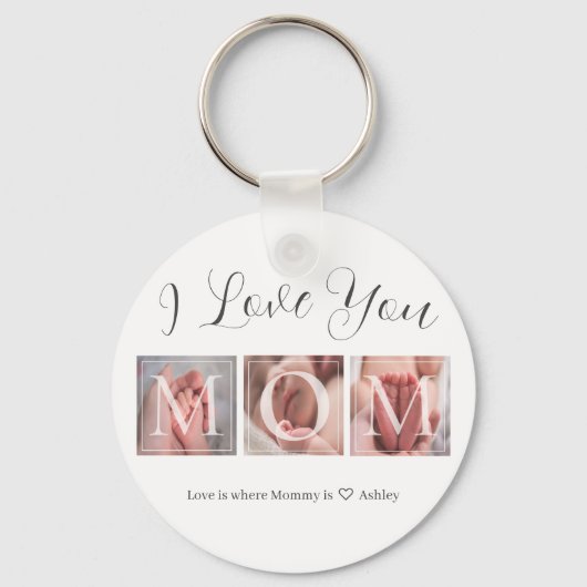 Aangepaste fotocollage voor mam sleutelhanger (Voorkant)