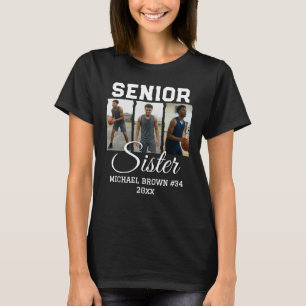 Aangepaste fotocollage voor senior zus basketbal m t-shirt