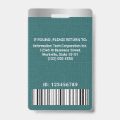 Aangepaste fotocomputer IT-medewerker streepjescod Badge (Back)