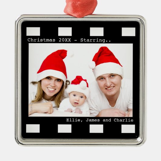 Aangepaste Fotofilm Reel Kerstmis Metalen Ornament (Voorkant)