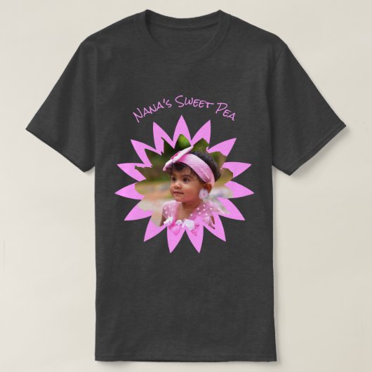 Aangepaste fotofotobewerking - Heldere roze Sjablo T-shirt (Design voorkant)