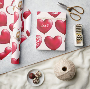 Aangepaste fotogesprek Rode harten Cadeaupapier