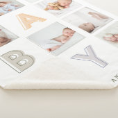 Aangepaste Fotogrid Collage Modern Baby Block Lett Sherpa Deken (3/4)